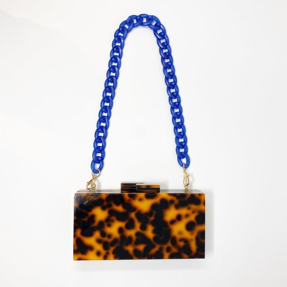 Chain Link Short Acrylic Purse Strap in Blue - Picture 4 of 7